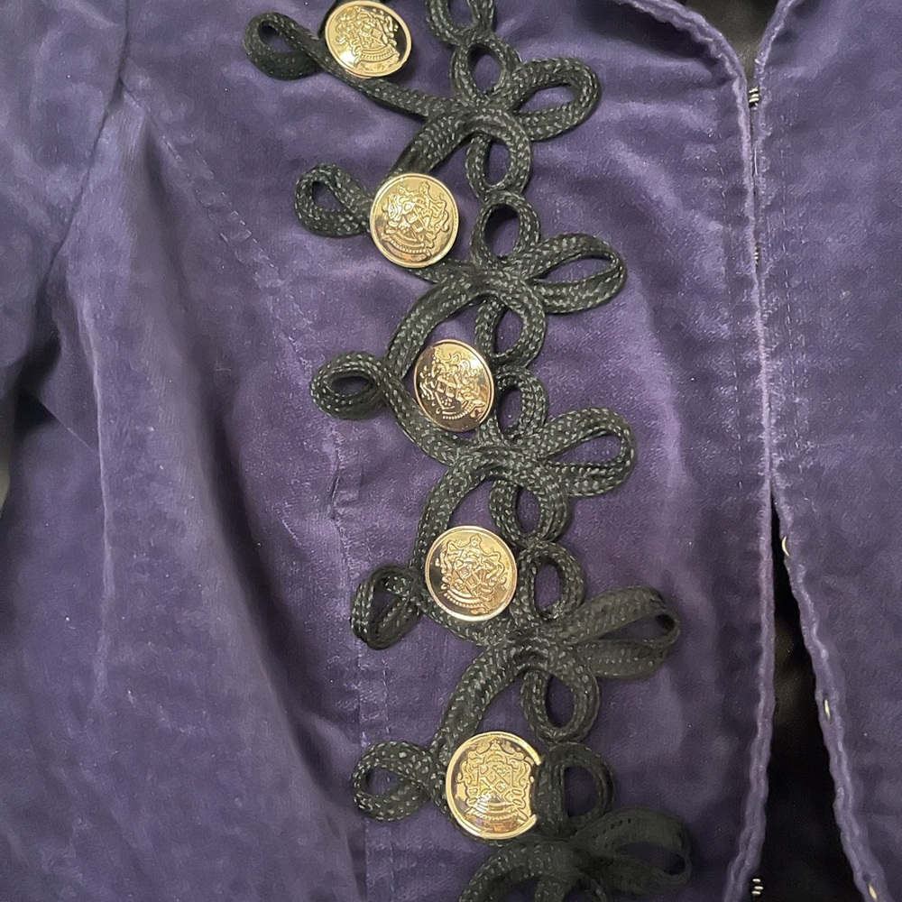Le chateau Military-Style Velvet Jacket in Deep Navy/Purple - Picture 2 of 5